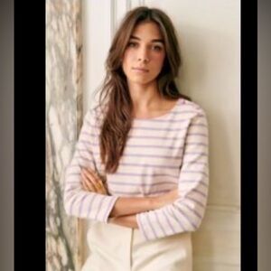 Sézane Colette Marinière Ecru / Lilac - Size S